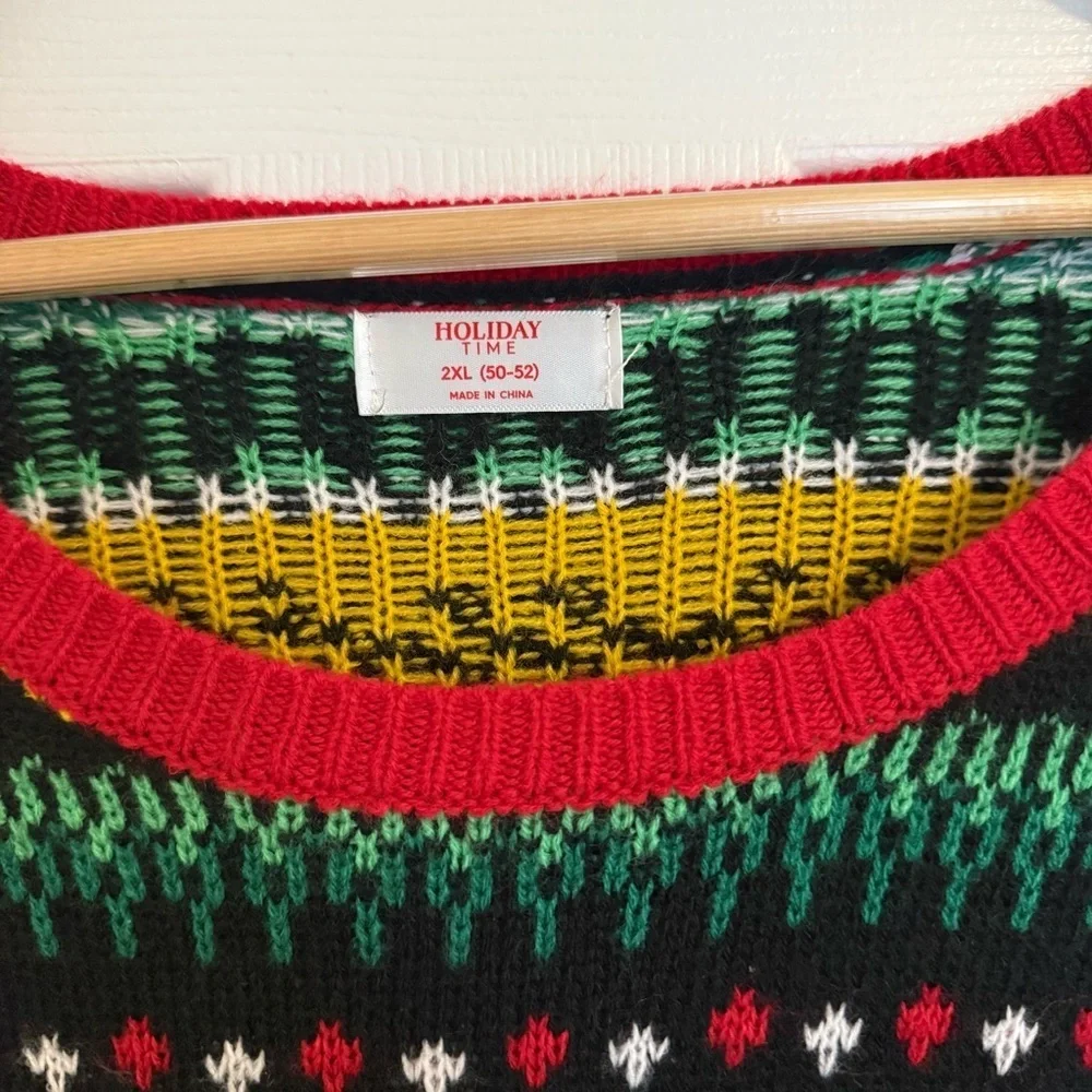 Holiday Time Men's Santa Ugly Christmas Sweater with Long Sleeves 2XL